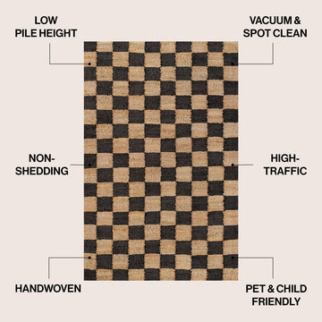 Theo Modern Farmhouse Woven Jute Checkerboard Area Rug